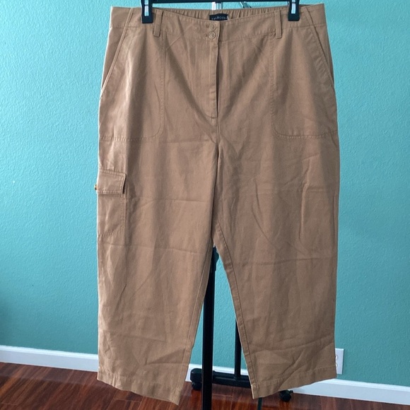 Talbots Women's Super-soft Cargo Pants P15 Petit Khak High Rise 100% Cotton - Picture 1 of 11